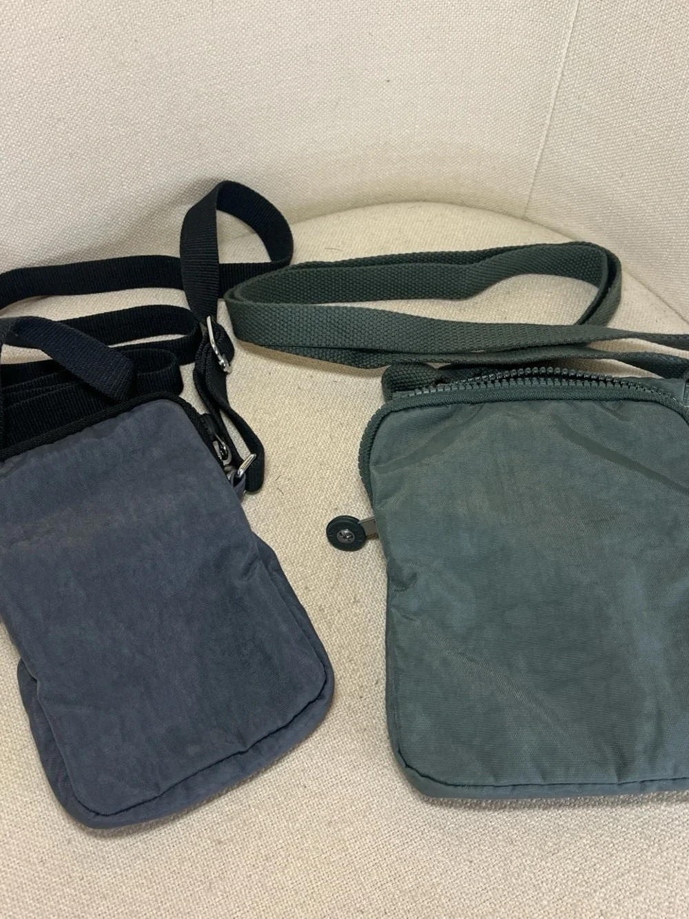Kipling Dual Mini Crossbody Bags in blue and Green